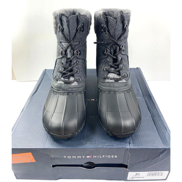Tommy Hilfiger Gray Rainah Rain/Snow Duck Boots Size 7M New in Box - Picture 1 of 11
